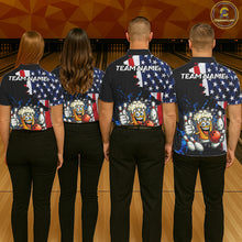 Load image into Gallery viewer, Funny Beer Bowling Shirts for Women Custom US Flag Patriotic Team Bowling Jerseys Uniforms NQS11602