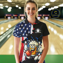 Load image into Gallery viewer, Funny Beer Bowling Shirts for Women Custom US Flag Patriotic Team Bowling Jerseys Uniforms NQS11602