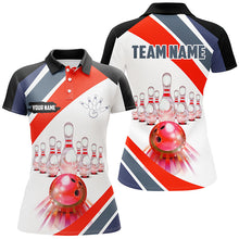 Load image into Gallery viewer, Red Light Bowling Polo, Quarter Zip Shirt for Women Custom Bowling ball and pins Team League Jerseys NQS7587