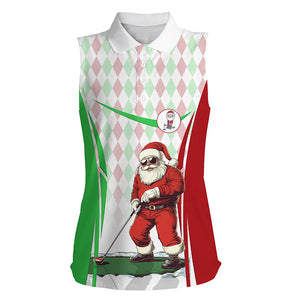 Red, White and Green Argyle pattern Christmas Women sleeveless polo shirts Santa golf tops NQS8647