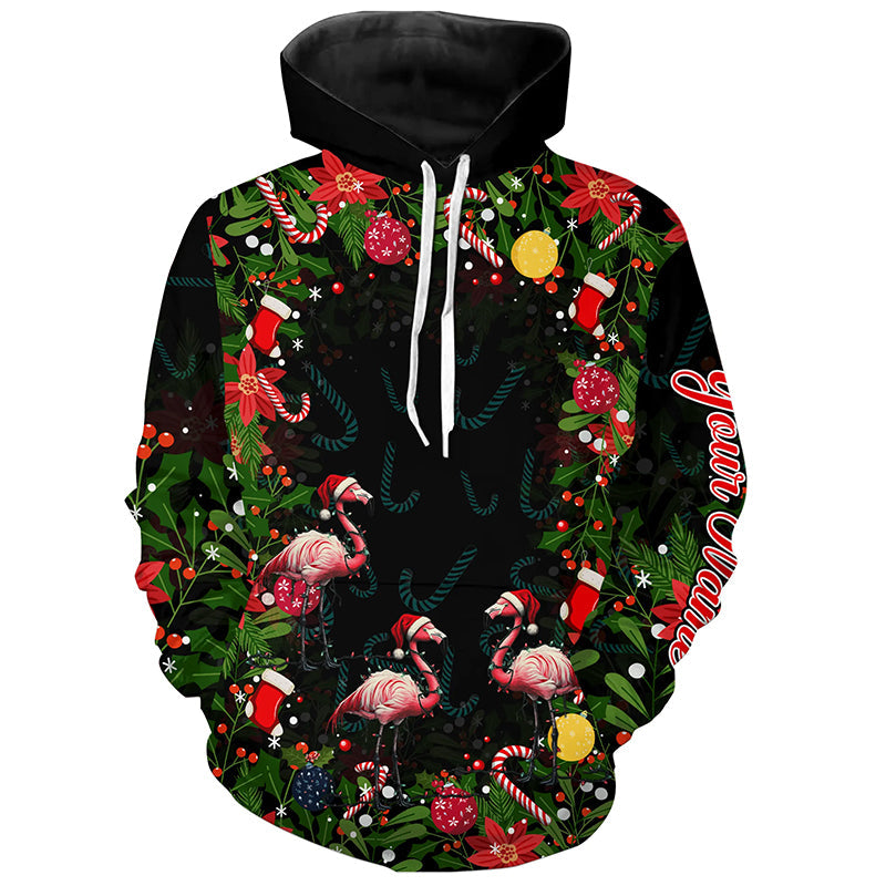 Flamingo Christmas tropical pattern Golf Hoodies custom Christmas golf hoodie outfits NQS8649