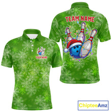 Load image into Gallery viewer, Personalized Funny Green Snowflake Christmas Bowling Team Shirts For Men, Christmas Bowling Gifts NQS10831