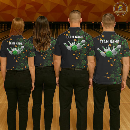 Personalized Green Clover St Patrick's Day pattern Bowling Shirts For Men, Team Bowling Jerseys NQS11206