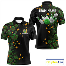 Load image into Gallery viewer, Personalized Green Clover St Patrick's Day pattern Bowling Shirts For Men, Team Bowling Jerseys NQS11206