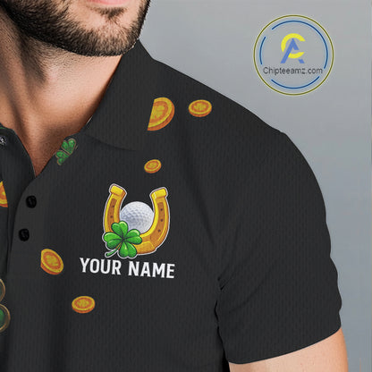 Personalized Green Clover St Patrick's Day pattern Golf Polo Shirts For Men, Best Mens golf wear NQS11207