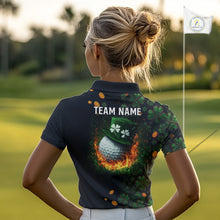 Load image into Gallery viewer, Personalized Green Clover St Patrick's Day pattern Golf Polo Shirts For Women, Best ladies golf wear NQS11207