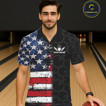 American Flag Eagle Hawaiian bowling shirts Custom patriotic team bowling jerseys, gift for bowlers NQS11406