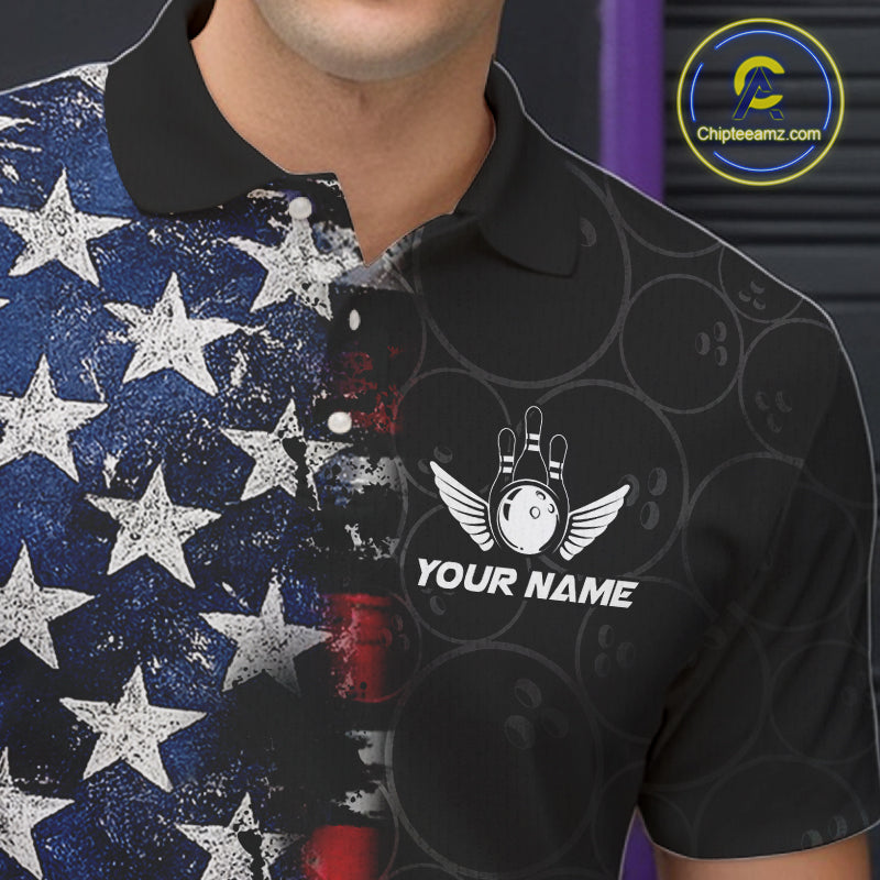 American Flag Eagle Bowling shirts for men Custom patriotic team bowling jerseys, gift for bowlers NQS11406