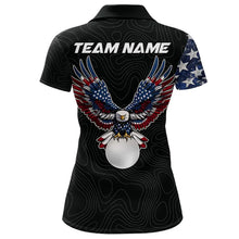Load image into Gallery viewer, American Flag Eagle matching men and womens golf shirts  Custom patriotic couples golf apparel NQS11407