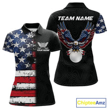 Load image into Gallery viewer, American Flag Eagle Womens Golf Polo Shirts Custom patriotic golf shirts for ladies golf apparel NQS11407
