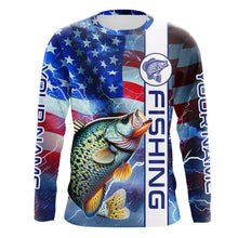 Load image into Gallery viewer, American flag Crappie lingtning Long Sleeve Fishing Shirts custom Patriotic Crappie fishing jerseys NQS9472