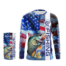 Load image into Gallery viewer, American flag Crappie lingtning Long Sleeve Fishing Shirts custom Patriotic Crappie fishing jerseys NQS9472