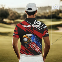 Load image into Gallery viewer, Custom Black and Red Camo American Flag Eagle Mens Golf Polo shirts, patriotic team mens golf tops NQS11608