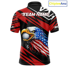 Load image into Gallery viewer, Custom Black and Red Camo American Flag Eagle Mens Golf Polo shirts, patriotic team mens golf tops NQS11608
