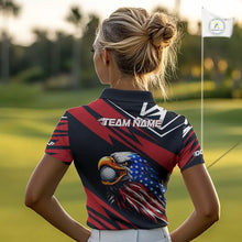 Load image into Gallery viewer, Custom Black and Red Camo American Flag Eagle Women Golf Polo shirts, patriotic team ladies golf tops NQS11608