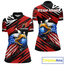 Load image into Gallery viewer, Custom Black and Red Camo American Flag Eagle Bowling shirts for Women, patriotic bowling team shirts NQS11609