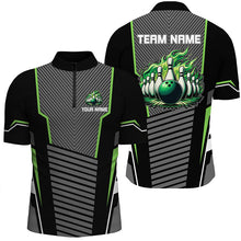 Load image into Gallery viewer, Green flame Bowling Polo, 1/4 Zip Shirt for Men Custom Black Bowling Team Jerseys gift for bowlers NQS7590