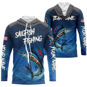 Blue camo Sailfish fishing Custom performance long sleeve team Sailfish fishing tournament shirts NQS7773