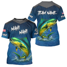 Load image into Gallery viewer, Blue camo Mahi mahi fishing Custom performance long sleeve team Dorado fishing tournament shirts NQS7774