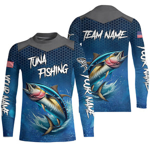 Blue camo Tuna fishing Custom performance long sleeve team Tuna fishing tournament shirts NQS7776