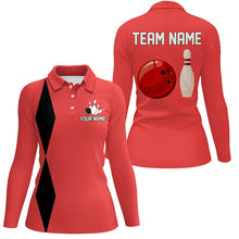 Load image into Gallery viewer, Personalized Retro Women Bowling Polo, Quarter Zip Shirts custom vintage bowling team jersey | Red NQS8004