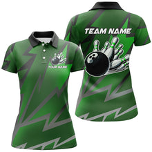 Load image into Gallery viewer, Green Lightning Thunder Storm Team bowling shirts for women custom bowling Polo, Quarter zip jerseys NQS9140