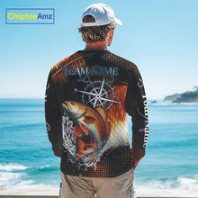 Load image into Gallery viewer, Personalized Black and Red Redfish fishing scales compass Performance long sleeve Fishing Team Shirts NQS11217