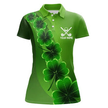 Load image into Gallery viewer, Green shamrock Lucky Women polo golf shirts Custom St Patrick Day golf apparel for ladies NQS9485