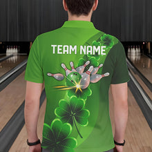 Load image into Gallery viewer, Green shamrock Lucky Bowling Polo, 1/4 Zip Shirt for Men Custom St Patrick Day Bowling Team Jerseys NQS9486