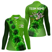 Load image into Gallery viewer, Green shamrock Lucky Bowling Polo, 1/4 Zip Shirt for Women Custom St Patrick Day Bowling Team Jerseys NQS9486