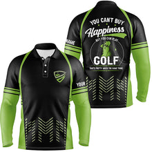 Load image into Gallery viewer, Green black mens golf polo shirts custom You can't buy happiness But you can play golf, golf outfits NQS7594