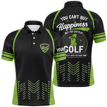 Load image into Gallery viewer, Green black mens golf polo shirts custom You can't buy happiness But you can play golf, golf outfits NQS7594