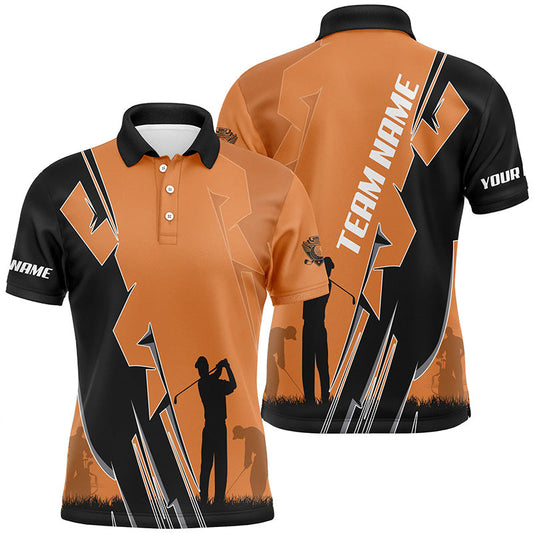 Mens golf polo shirts custom orange and black golf tops for men, best golf gifts NQS7781
