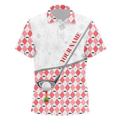 Red argyle pattern Christmas Kid golf polo shirts custom golf tops for Kid Christmas golf gifts NQS8892