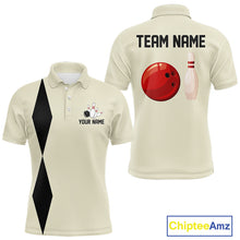 Load image into Gallery viewer, Personalized Retro Bowling Polo, 1/4 Zip Shirts For Men custom vintage bowling team jersey | Beige NQS11015