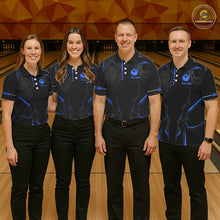 Load image into Gallery viewer, Black and Blue Bowling Polo, Quarter Zip Shirts For Women Custom Bowling Crown Team Jerseys Outfits NQS11221