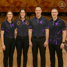 Load image into Gallery viewer, Black and Purple Bowling Polo, Quarter Zip Shirts For Women Custom Bowling Crown Team Jerseys Outfits NQS11223