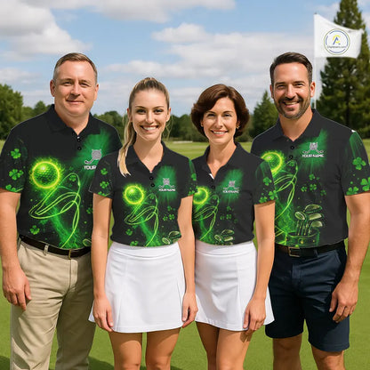 Green shamrock lightning thunder St Patrick's Day Women Golf Polo Shirts custom ladies golf outfits NQS11415