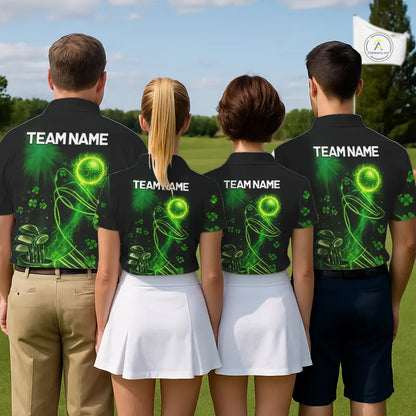 Green shamrock lightning thunder St Patrick's Day Women Golf Polo Shirts custom ladies golf outfits NQS11415