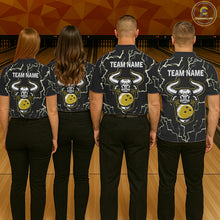 Load image into Gallery viewer, Bowling Bull Thunder Lightning Black Yellow Bowling shirt for Women custom Bowling Team League Jersey NQS11418