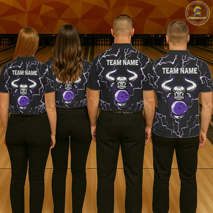 Bowling Bull Thunder Lightning Black Purple Bowling shirt for Women custom Bowling Team League Jersey NQS11419