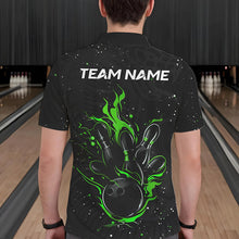 Load image into Gallery viewer, Black and Green Cobra Snake Bowling Polo, Quarter Zip Shirts For Men Custom Name Bowling Team Shirts NQS9655