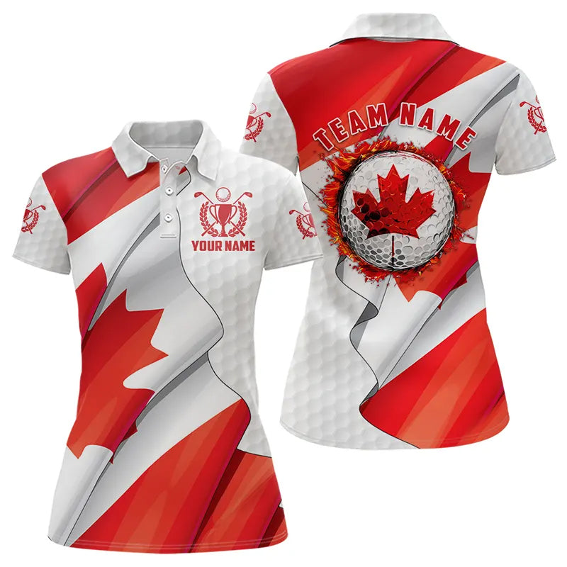 Canadian flag Womens golf polo shirts custom white team patriotic golf shirts ladies NQS9657