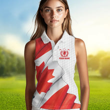 Load image into Gallery viewer, Canadian flag Women Sleeveless Golf polo shirts custom white team patriotic golf shirts ladies NQS9657