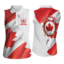 Load image into Gallery viewer, Canadian flag Women Sleeveless Golf polo shirts custom white team patriotic golf shirts ladies NQS9657