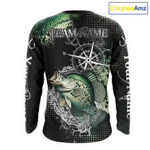 Load image into Gallery viewer, Custom Black and Green Crappie fishing scales compass Performance long sleeve Fishing Team Shirts NQS11727