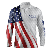 Load image into Gallery viewer, American flag white golf ball skin Mens golf polo shirts custom name patriotic golf tops for mens NQS5444