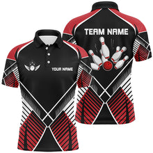 Load image into Gallery viewer, Black and Red Retro Bowling Polo, Quarter Zip shirts for men custom team bowling league jerseys NQS7794