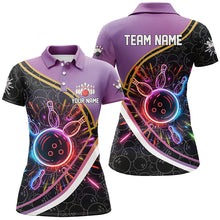 Load image into Gallery viewer, Purple Gradient Black camo Bowling shirts for women custom colorful neon light team bowling jerseys NQS7795