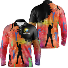 Load image into Gallery viewer, Colorful Mens golf polo shirts custom golf outfits for men, personalized golf gifts NQS8019